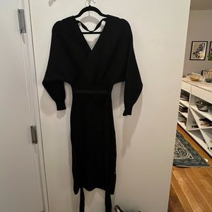 Knit crossover sweater dress